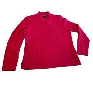 Parisian Signature Sweater Women’s Medium V-neck Pink 100% Cashmere Long Sleeve